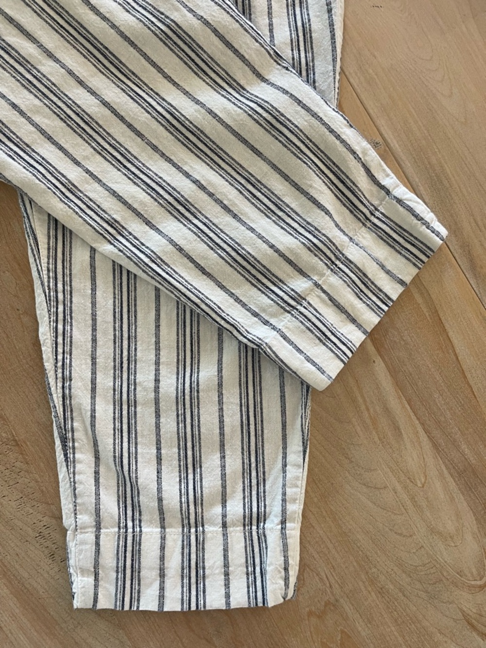 Madewell Linen Paperbag Pants Size 10 Coastal Stripe Crop Tie Waist Summer - Picture 7 of 14